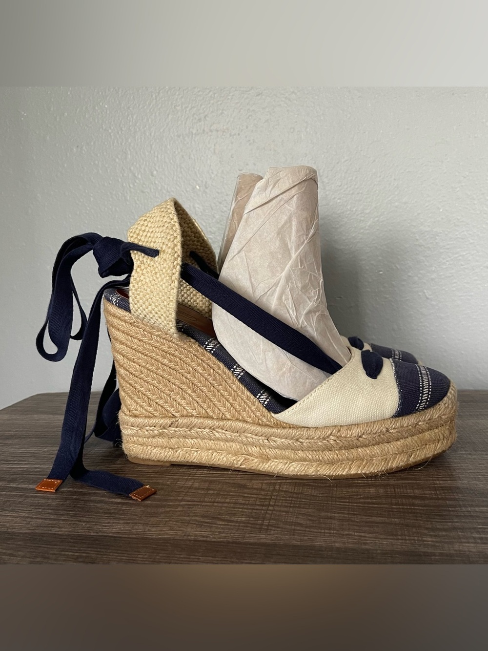 Coach Fern Ankle-tie Espadrille Wedge Sandals - Picture 3 of 16